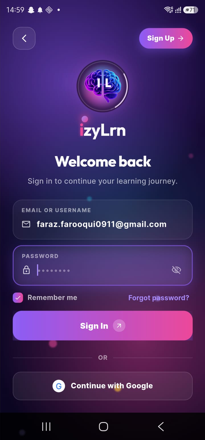 izyLrn app screenshot 1